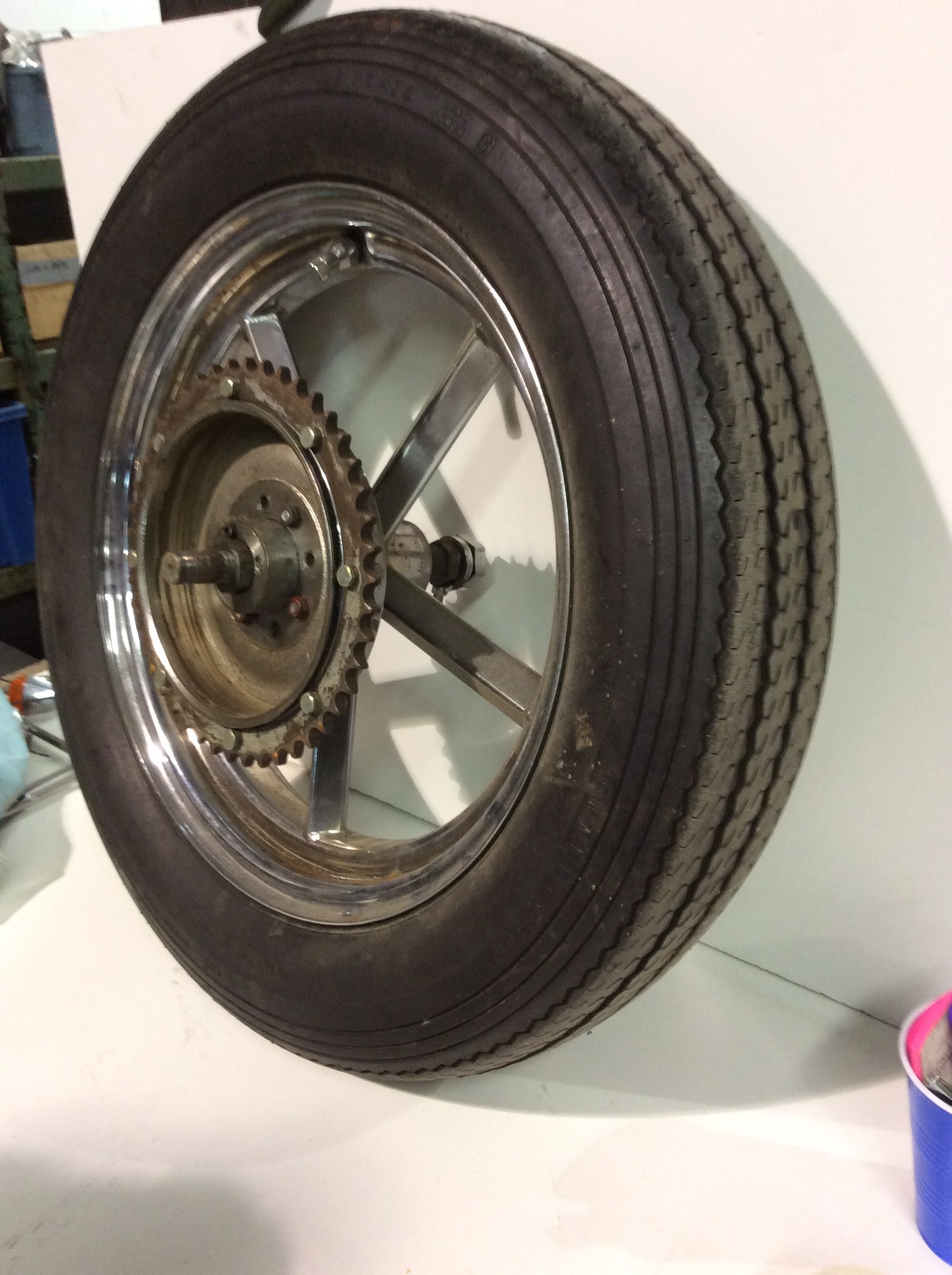 Invader Spoke 16" X 3" Inch Rear Wheel WITH BRAKE DRIVE SPROCKET TIRE