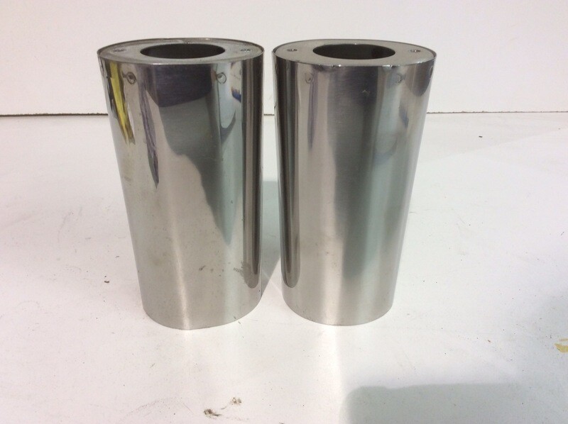 Harley Davidson OEM Touring Softail FLSTC Fork Slider Cover COWBELL Pair STAINLESS 86-13