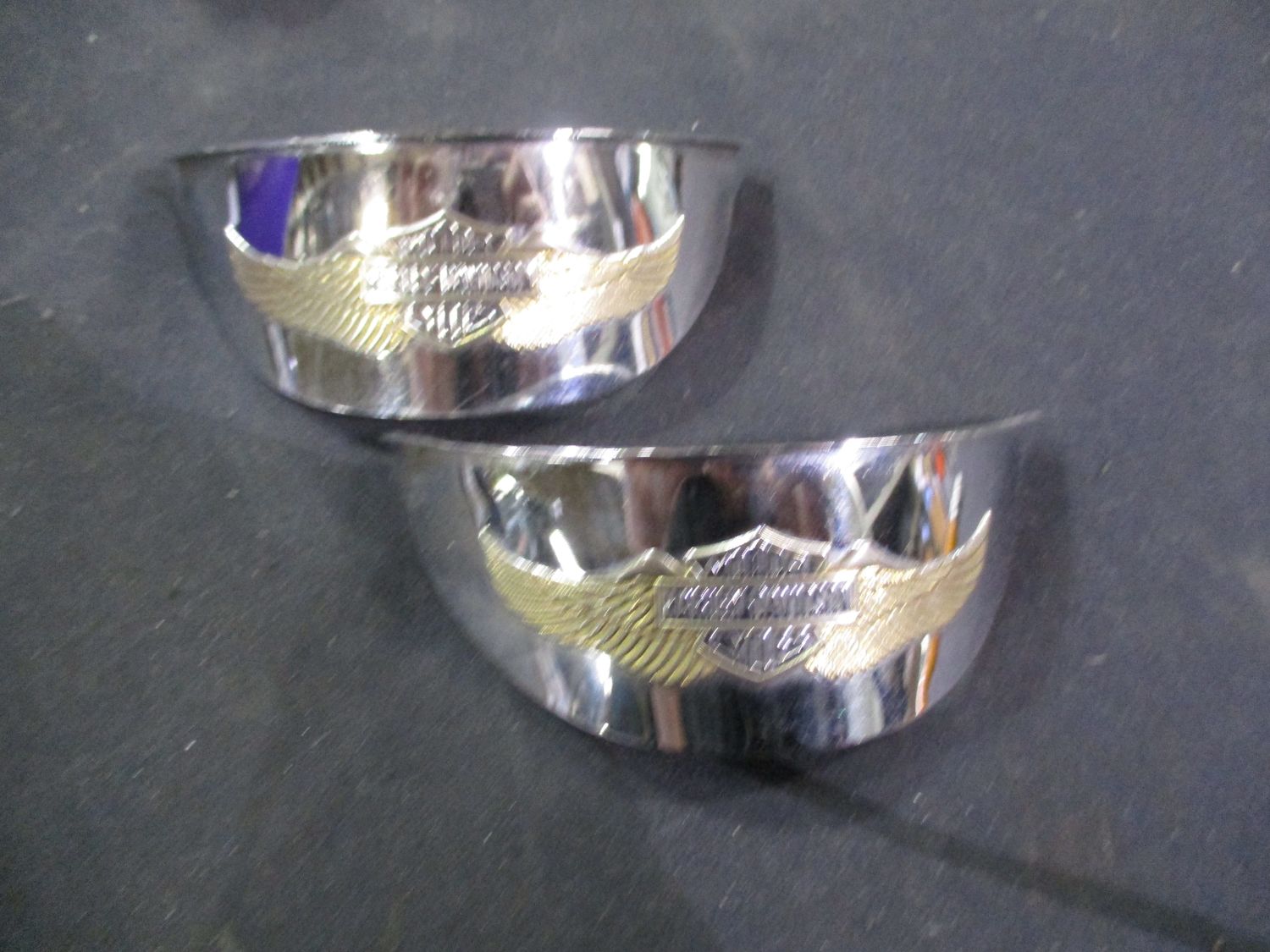 HARLEY ORIGINAL EAGLE WING PASSING LAMP VISORS - USED