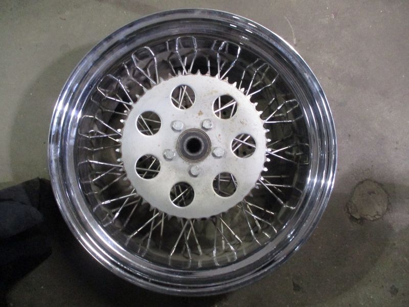 80 SPOKE WHEEL 18X8.5 WITH ROTOR AND SPROCKET