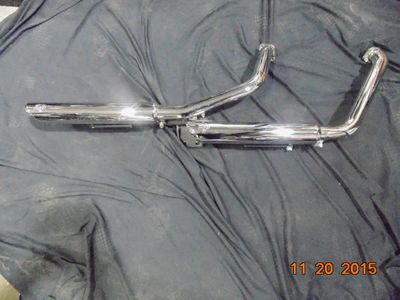 HARLEY DAVIDSON SOFTAIL ORIGINAL HEADER EXHAUST HEADER PIPES WITH VANCE AND HINES CHROME TWIN SLASH MUFFLERS HARLEY DAVIDSON SOFTAIL ORIGINAL HEADER EXHAUST HEADER PIPES WITH VANCE AND HINES CHROME TWIN SLASH MUFFLERS
