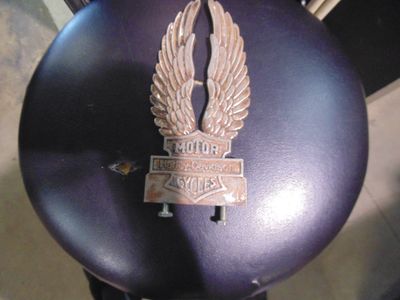 Vintage Harley Davidson Sissy Bar Medallion Insert Winged Bar and Shield Shovelhead Panhead