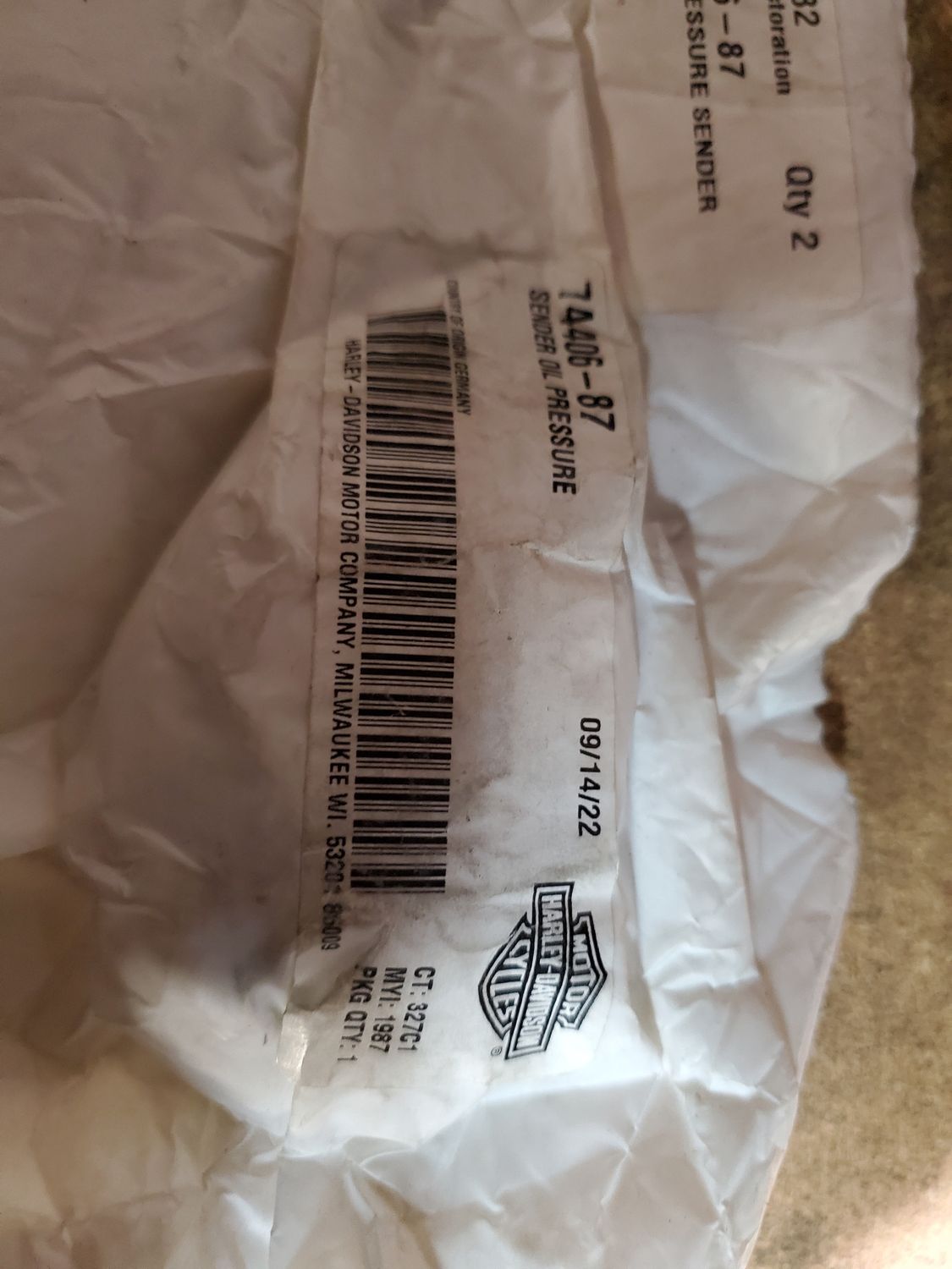 HARLEY DAVIDSON OIL SENDER BODY UNIT FLT 87-98