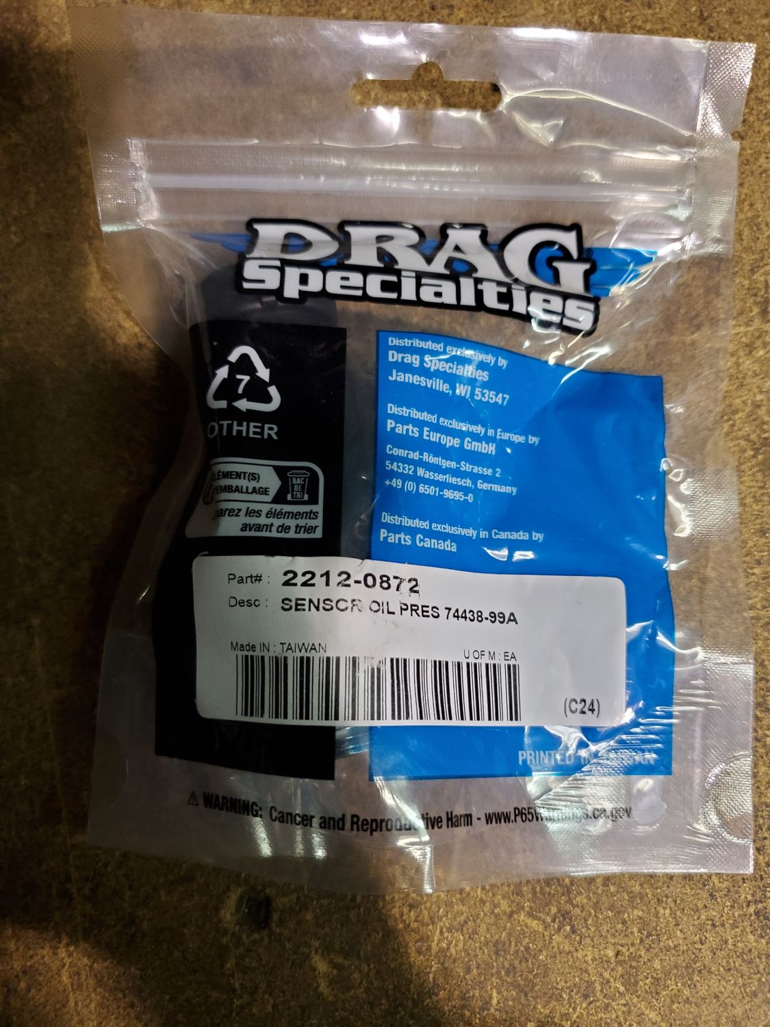 Drag Specialties SENSOR OIL PRESSURE 74438-99A Drag Specialties SENSOR OIL PRESSURE 74438-99A