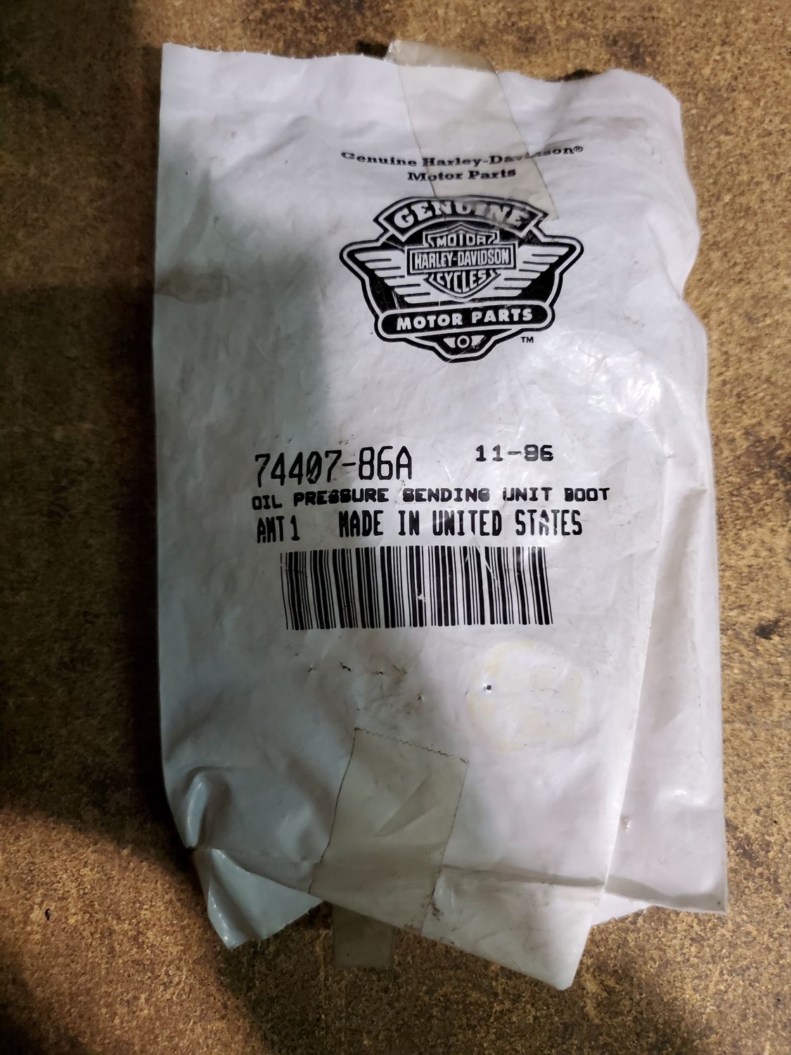 HARLEY DAVIDSON Oil Pressure Sending Unit Boot 74407-86 HARLEY DAVIDSON Oil Pressure Sending Unit Boot 74407-86