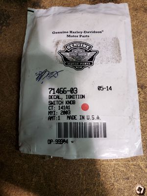 Harley Davidson Ignition Switch Knob Decal Sticker NEW OEM Touring 71466-03 Harley Davidson Ignition Switch Knob Decal Sticker NEW OEM Touring 71466-03