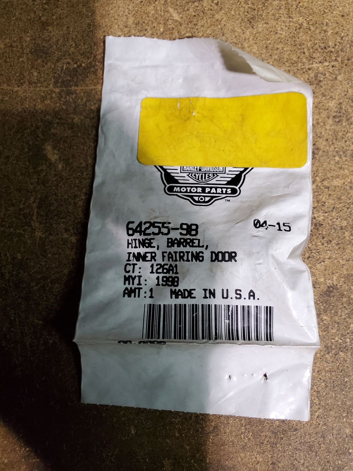 Harley Davidson Inner Fairing Door Barrel Hinge, 64255-98
