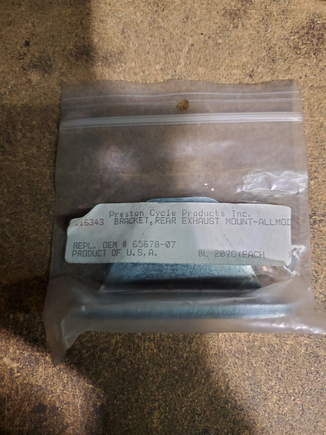 Front Exhaust Bracket Zinc Plated REPL. 65678-07 Front Exhaust Bracket Zinc Plated REPL. 65678-07
