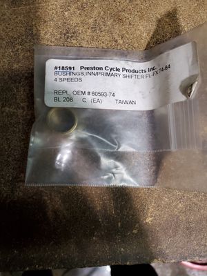 BUSHINGS,INNER PRIMARY SHIFTER FX/E 74-84 REPL. 60593-74 BUSHINGS,INNER PRIMARY SHIFTER FX/E 74-84 REPL. 60593-74