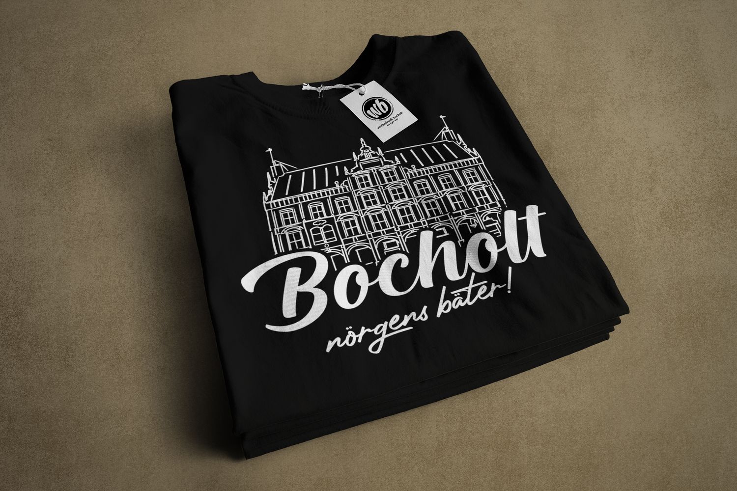 Rathaus Zeichnung auf T-Shirt. Bocholt - nörgens bäter