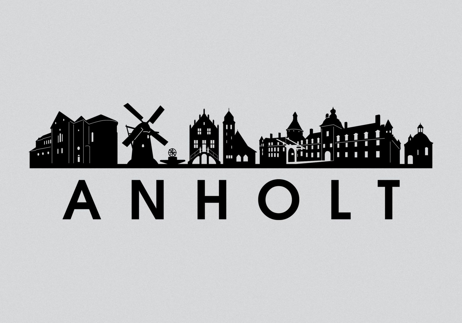 Wandtattoo ANHOLT Anholter Skyline - Skyline Anholt Mühle, Schloss, Kapelle, Kirche, Rathaus, Brunnen Wandtattoo