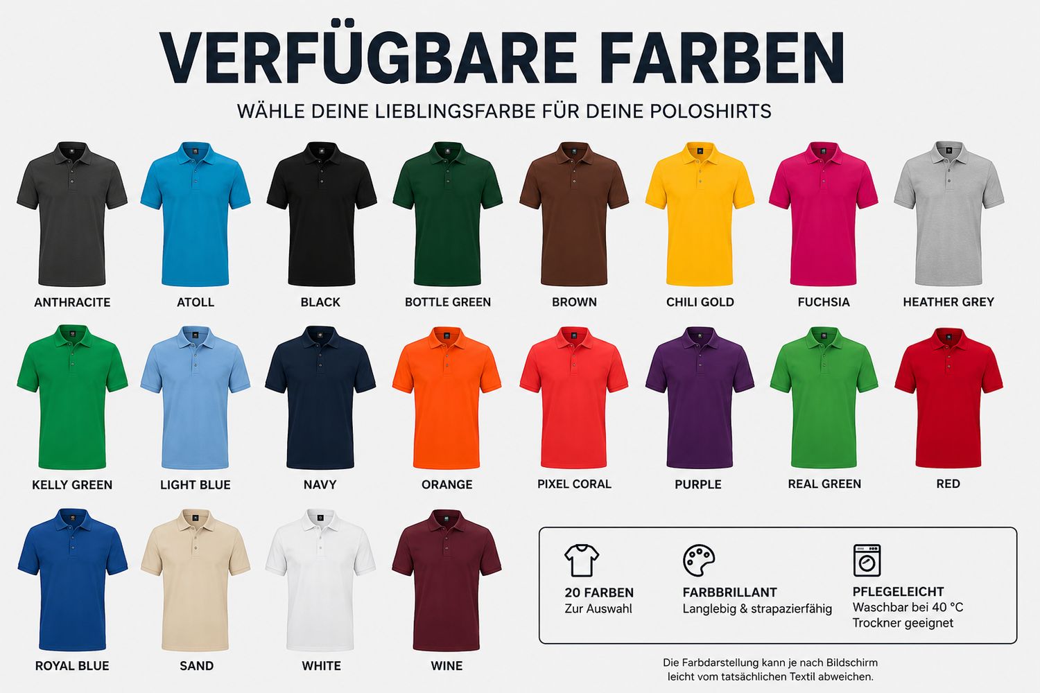 10 Poloshirts mit individuellem Brustlogo und großem Rückendruck