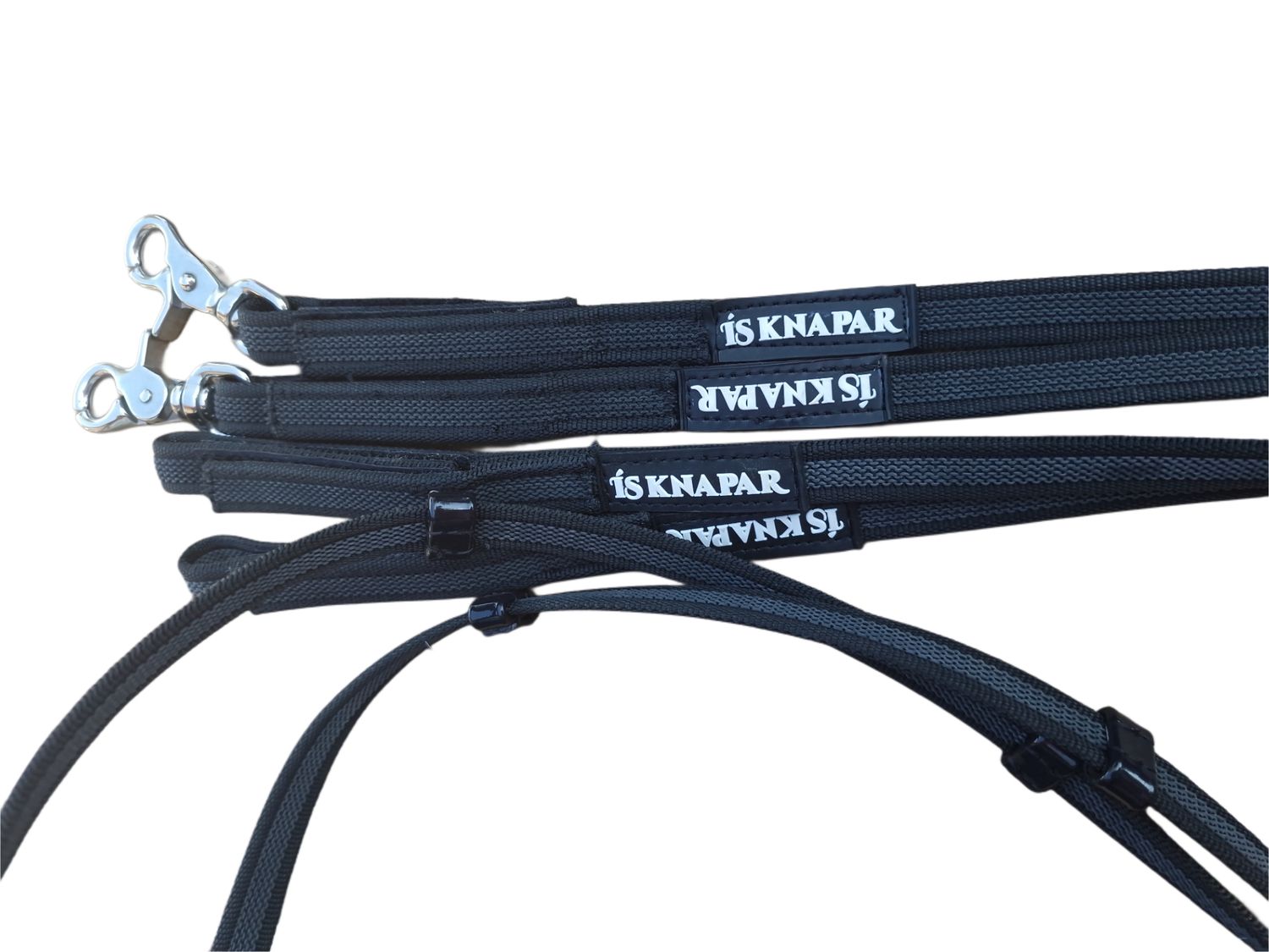 TAUMUR - Reins rubberized webbing with or without bars, Velcro fastener