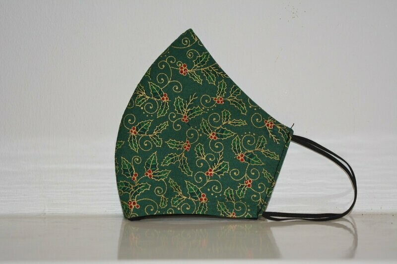 face mask green with printed leaves