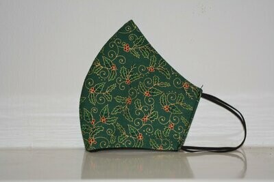 face mask green with printed leaves