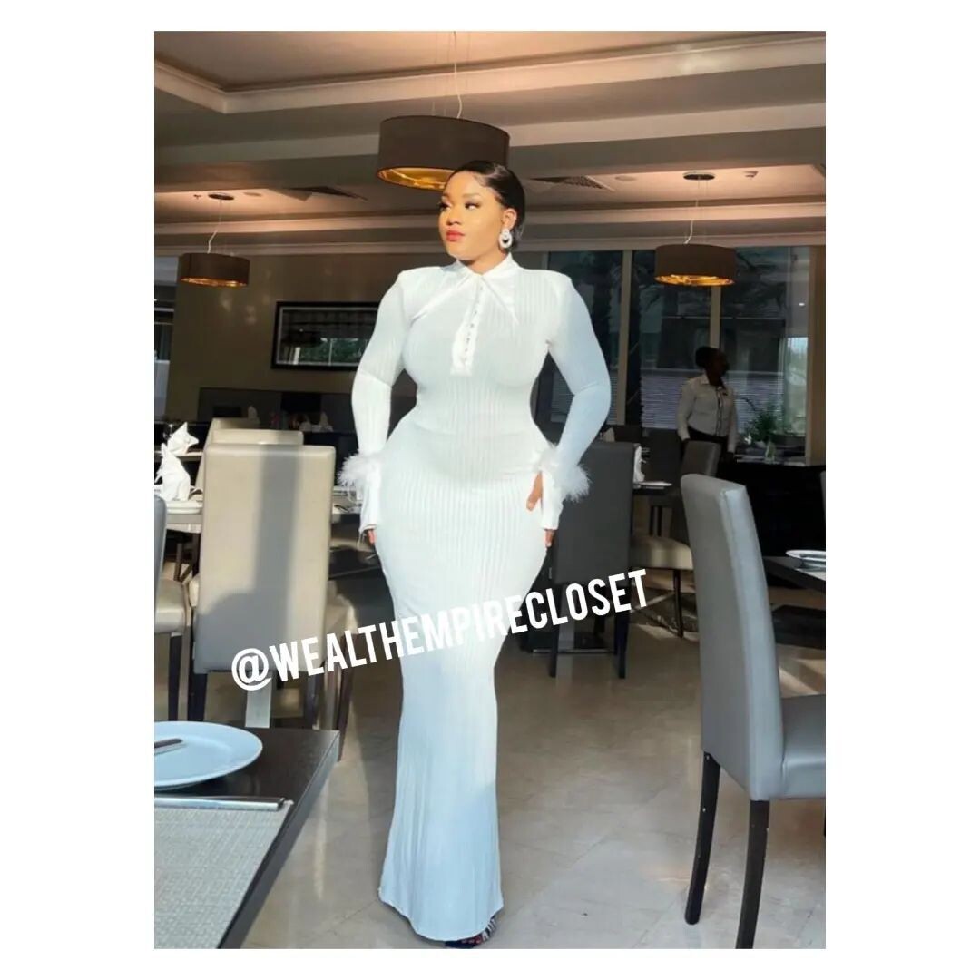 Long fur sleeve dress