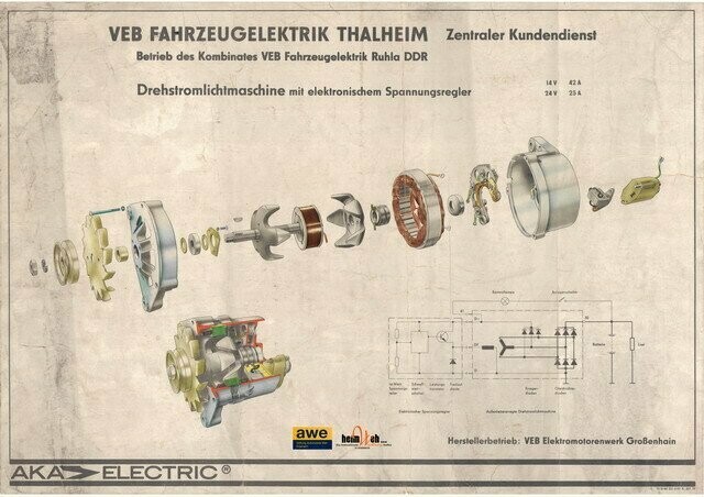 Technik-Lehrtafel-Drehstromlichtmaschine-mit-Spannungsregler Technik-Lehrtafel-Drehstromlichtmaschine-mit-Spannungsregler