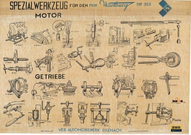353-Lehrtafel-Spezialwerkzeug-Motor-Getriebe-1970 353-Lehrtafel-Spezialwerkzeug-Motor-Getriebe-1970