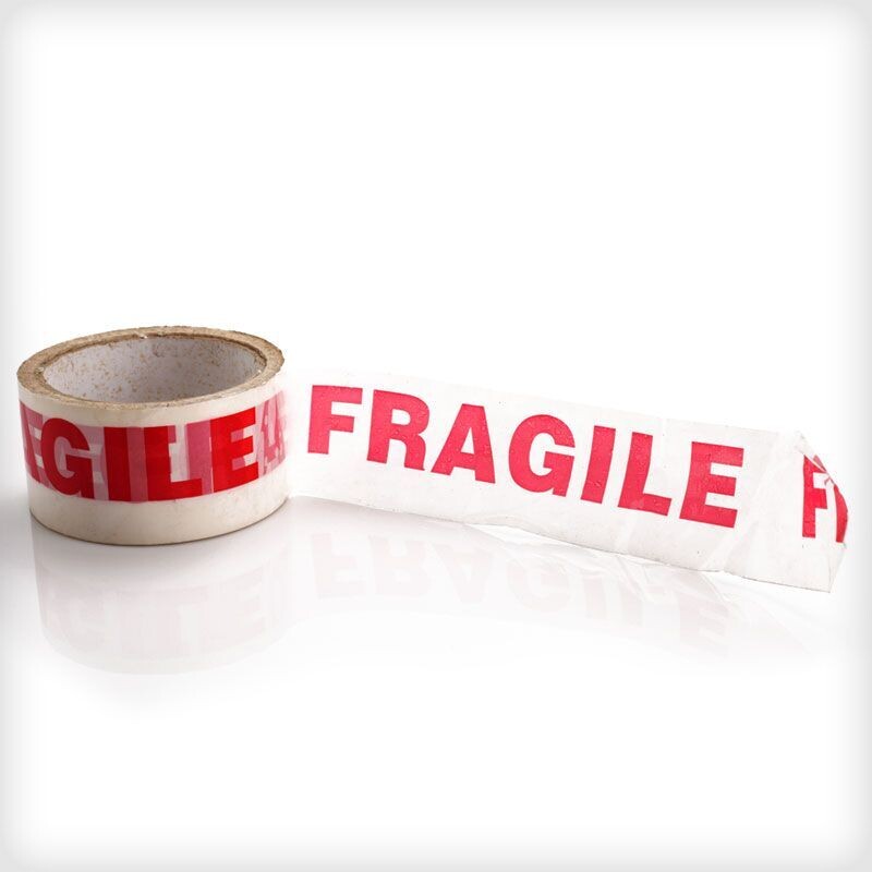 סרט הדבקה fragile -לסימון קרטון שביר 60 מטר סרט הדבקה fragile -לסימון קרטון שביר 60 מטר