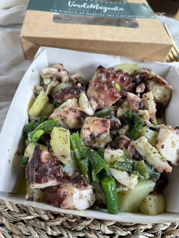 Polpo, patate e pomodorini al basilico