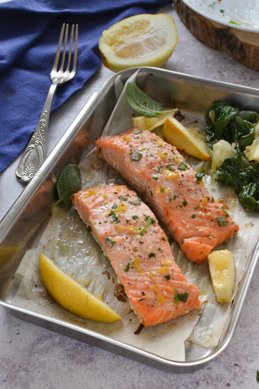 Ombrina gratinata al limone con verdure spadellate