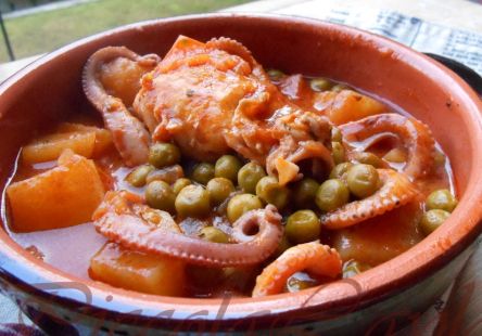 polipetti in umido con patate e piselli