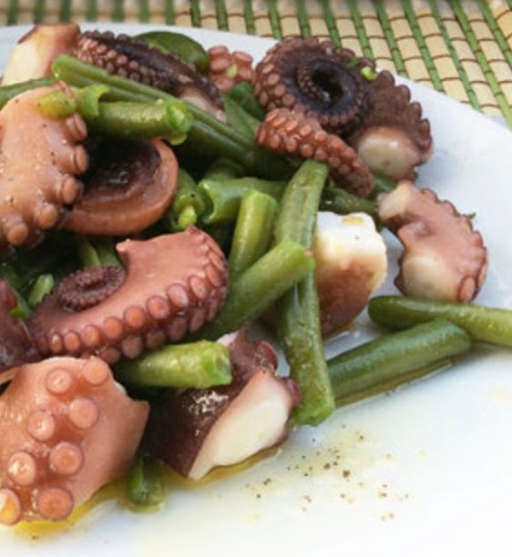 polpo spadellato con taccole al limone