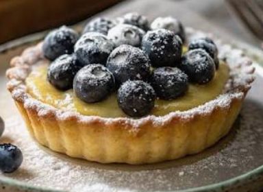 Tartellette al limone con mirtilli e pistacchi