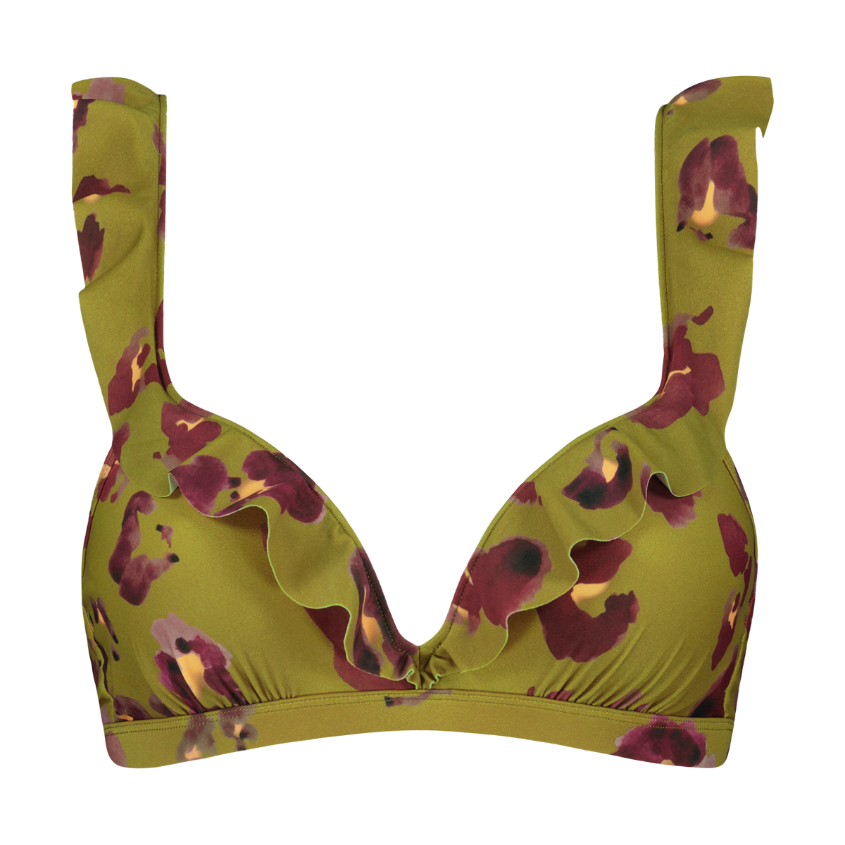 Beachlife Ruffle Bikinitop Painted Animal
