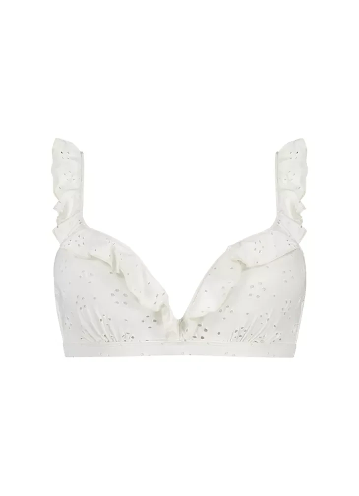 Beachlife Ruffle Bikinitop White Embroidery