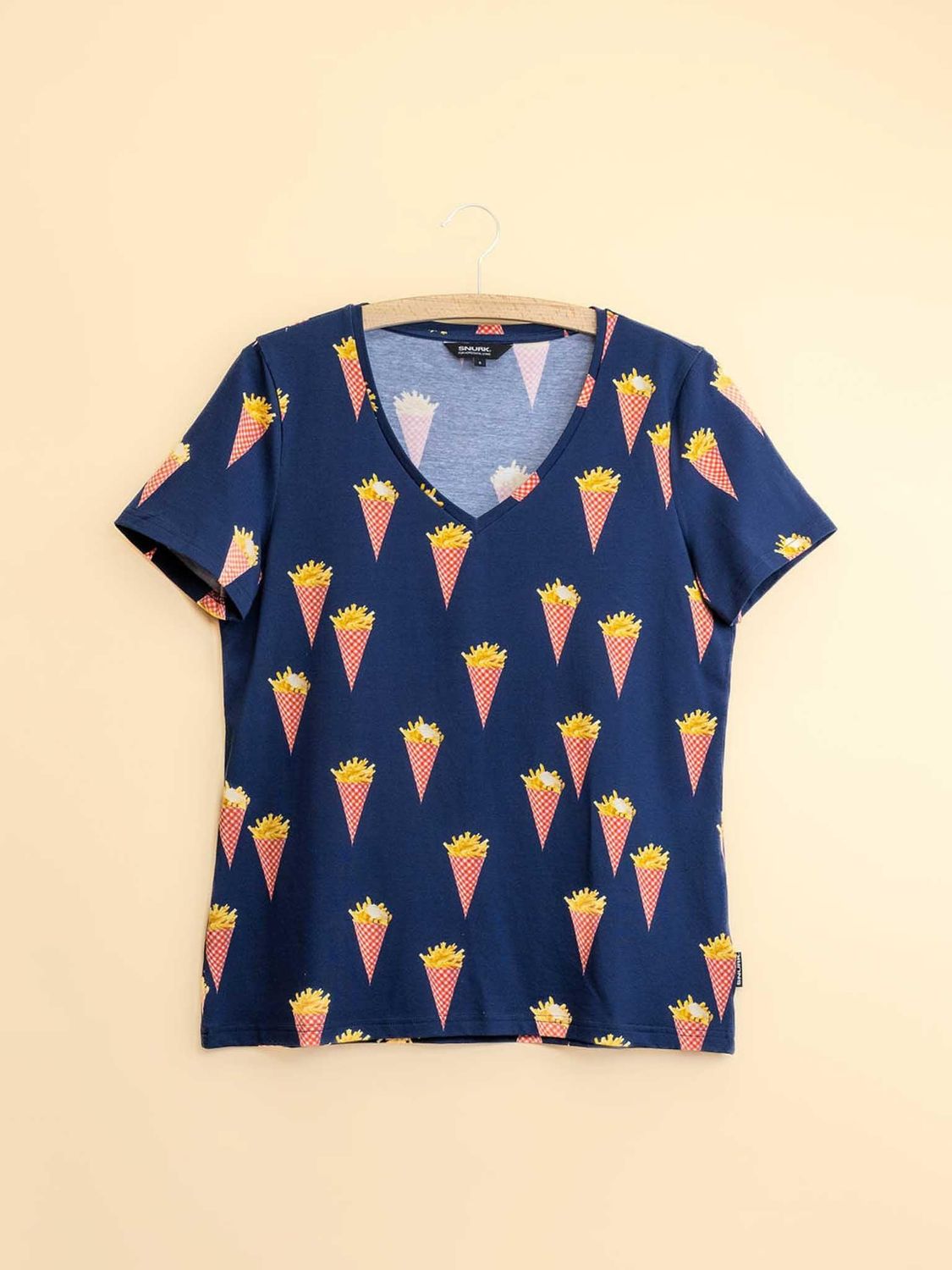 Snurk Fries Navy V-Neck T-Shirt