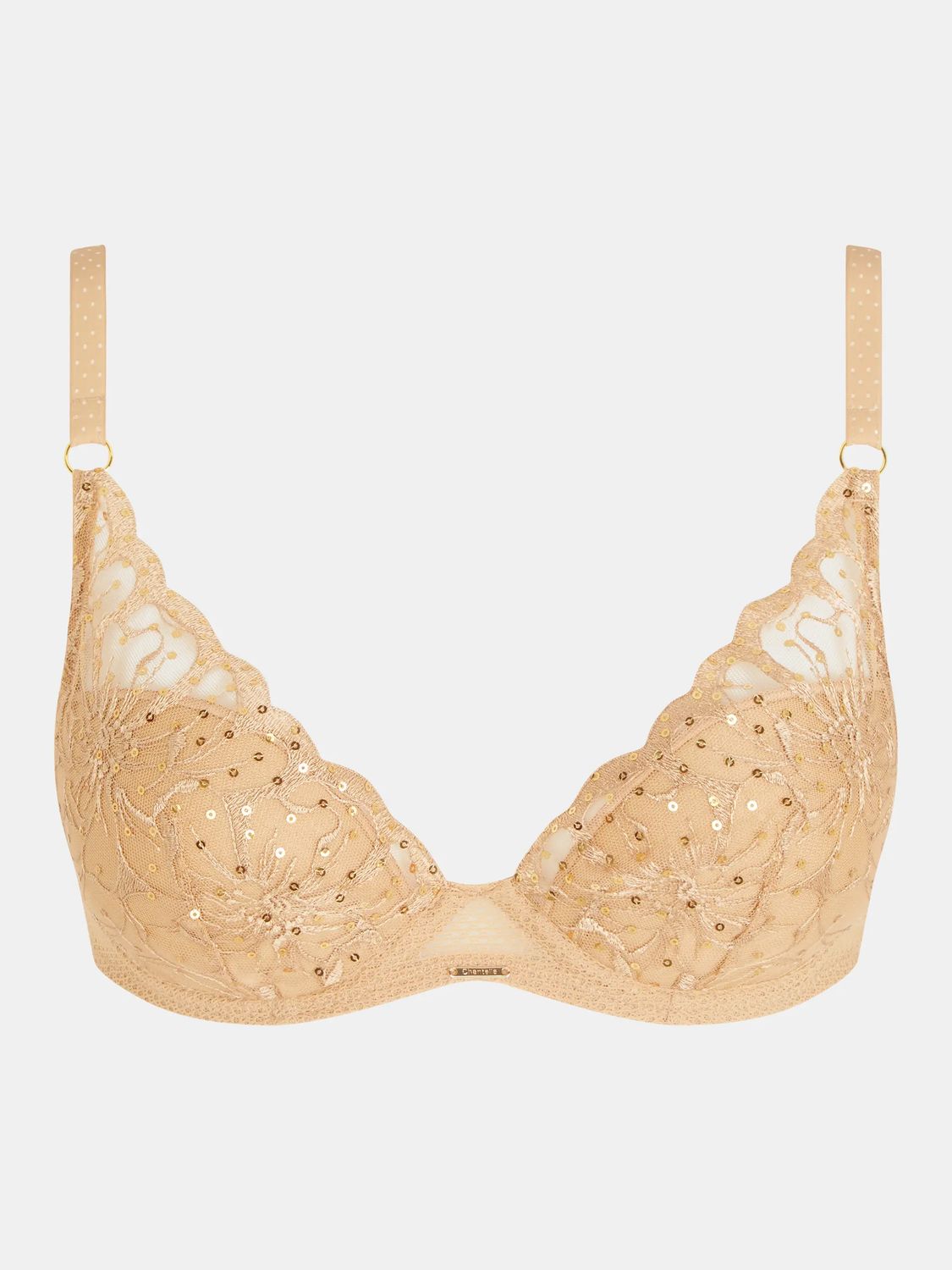 Chantelle T-Shirt Beha Plunge Fleurs Signature Toffee Sequins