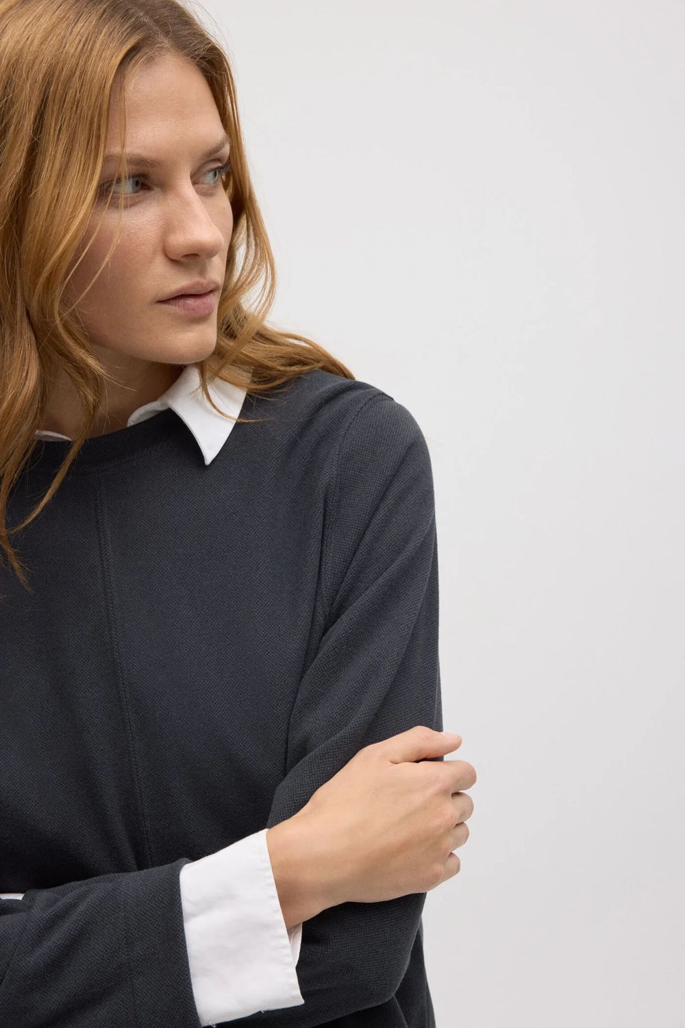 Ysabel Mora Crew Neck Sweater Charcoal Graphite