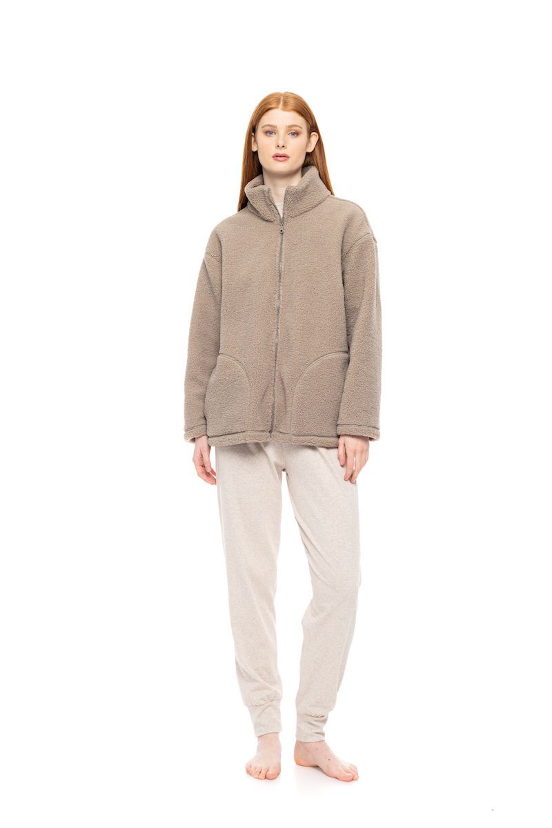 Pink Label Badjas - Korte Duster - Vest Fleece Elegant