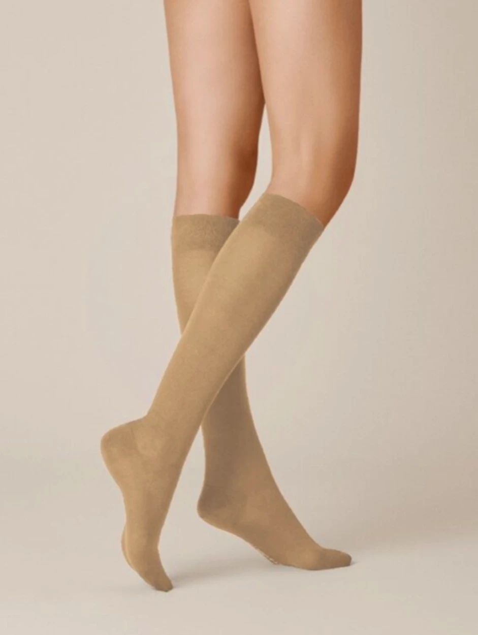 Kunert Compressie Kniekous Fly and Care Cotton Beige Melange