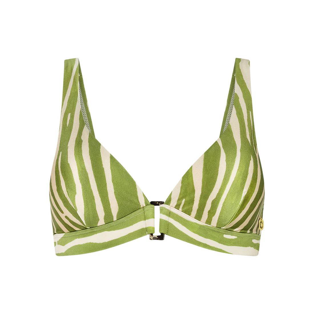 Ten Cate Beach Bikini Top Triangle Buckle Push-up Zebra Green