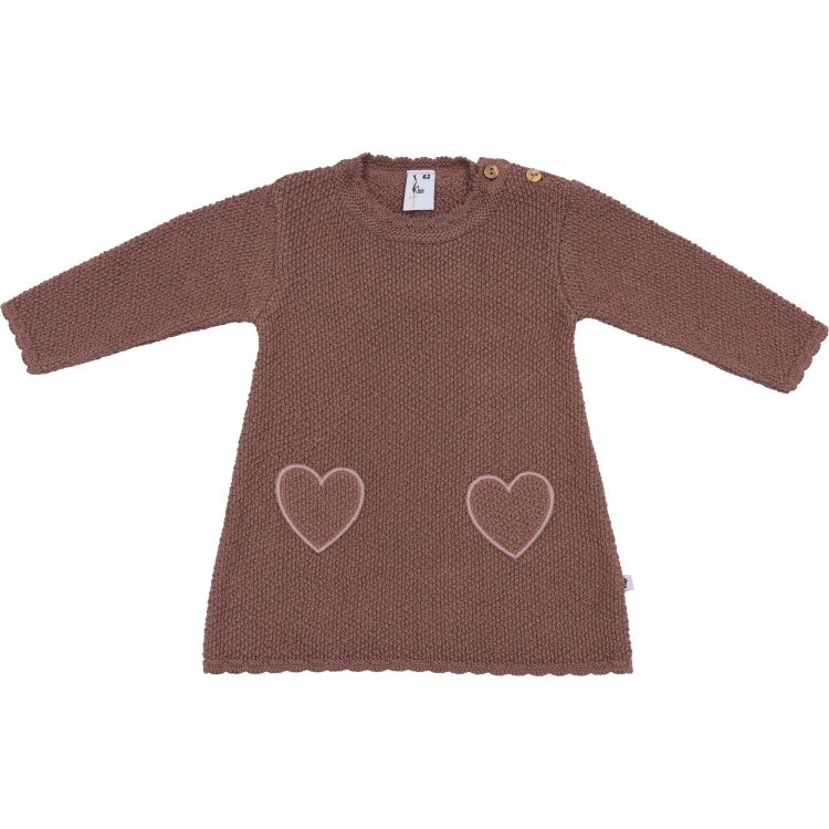 Klein Baby Dress Hearts Reddish Brown