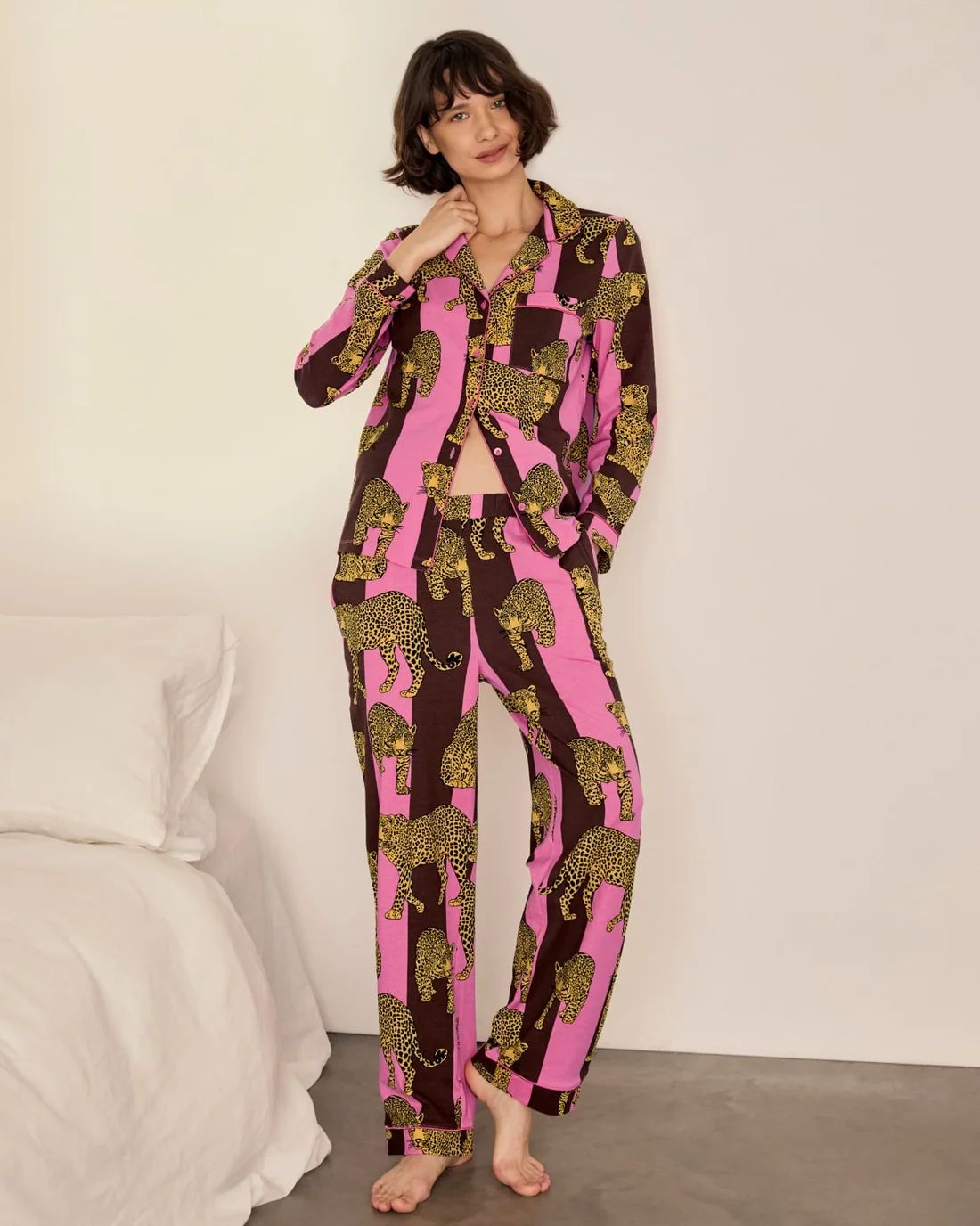 Chelsea Peers Pyjama Set Leopard Stripe Print