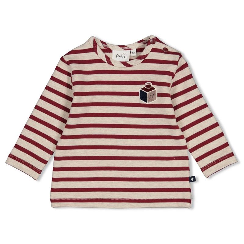 Feetje Longsleeve Streep Built For Fun Bordeaux