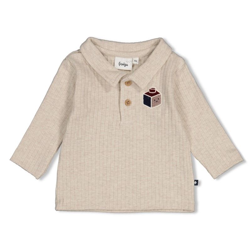 Feetje Polo Rib Built For Fun Offwhite melange