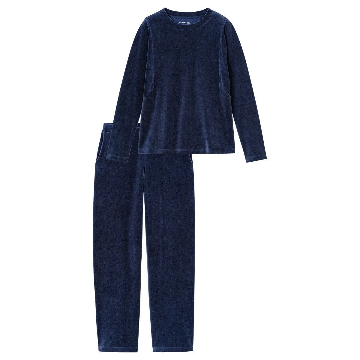 Schiesser Pyjama/Lounge Set Velour Deep Sea Blue