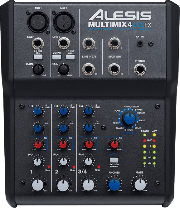 TABLE DE MIXAGE ALESIS - RAL MM4USBFX 4 voies, 6 entrées + effets