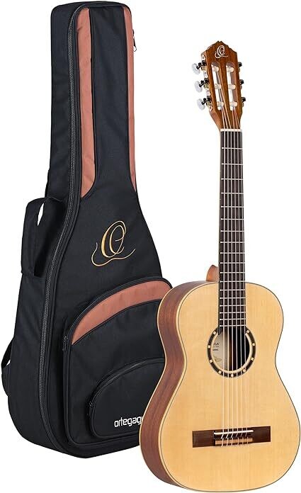 Ortega Guitars Guitare Concert Taille 1/2 - Série Family - Housse incluse - acajou / table épicéa