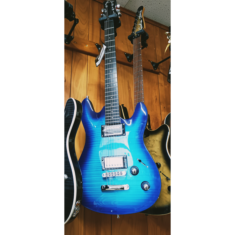 Framus - diablo Supreme Blanchi Ocean Blue Burst Guitare Électrique