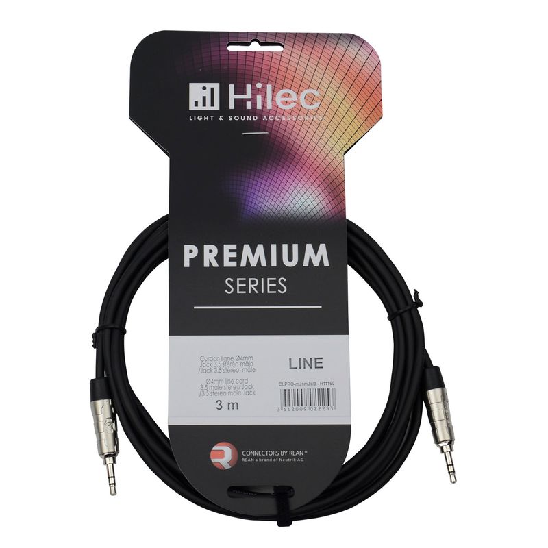 Cordon ligne Ø4mm Jack stétéro 3.5 / Jack stéréo 3.5 avec connecteurs REAN – 3m