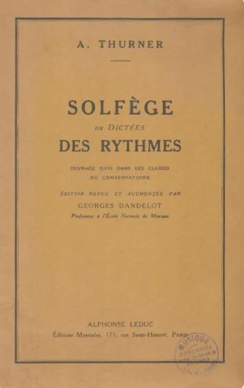 THURNER - Solfège ou dictées des rythmes
