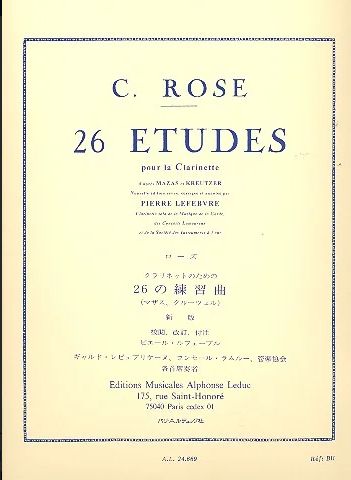 C.ROSE - 26 Etudes pour la clarinette d&#39;après Mazas et Kreutzer