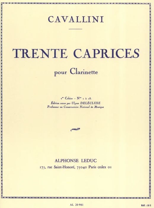 CAVALLINI - 30 caprices pour clarinette - 1er cahier