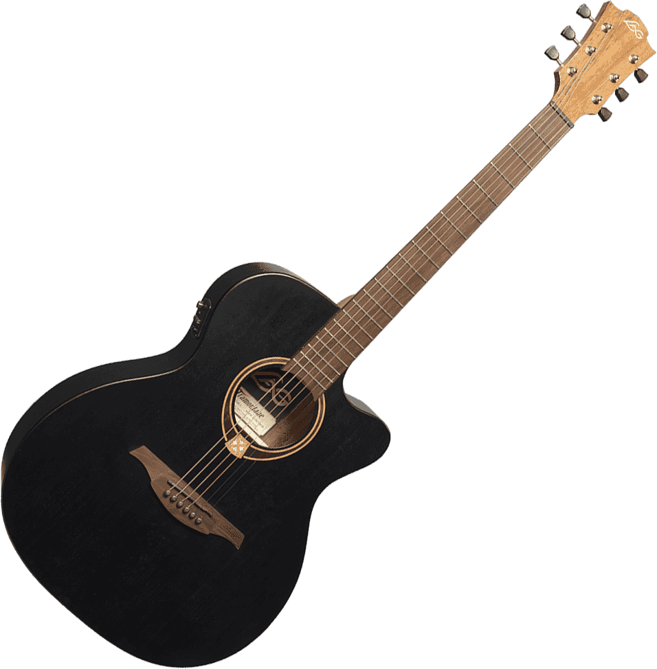 LAG Tramontane - Guitare électro-acoustique - Auditorium Pan coupé - noir satin