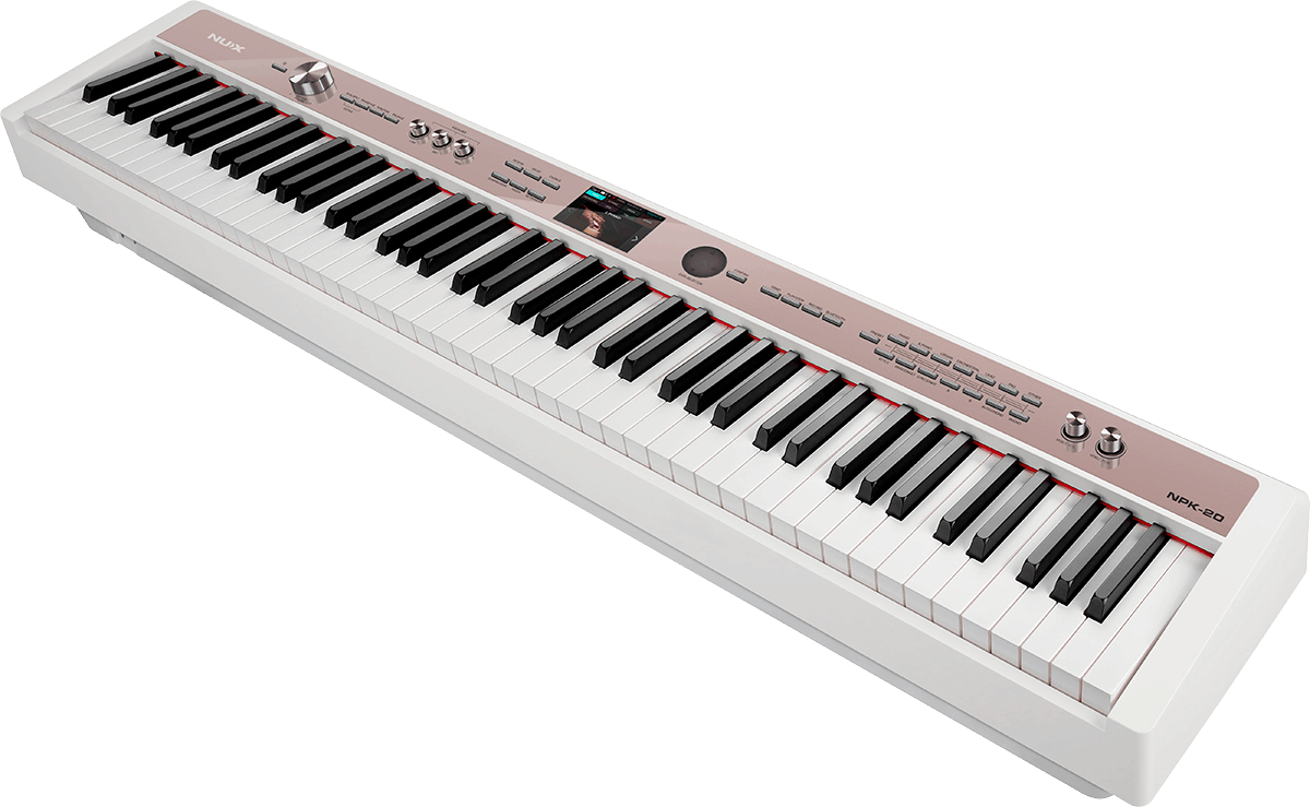 Pack = Piano numérique "NUX NPK-20" - Blanc + Meuble + Banquette piano (couleurs aux choix)